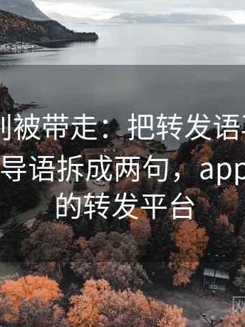 菠萝TV别被带走：把转发语再加工吗写清再把导语拆成两句，app菠萝旗下的转发平台